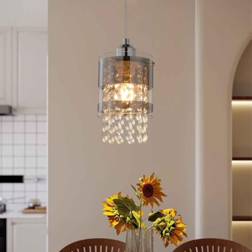 Lampada a sospensione ZMH LED vetro trasparente colorato diametro 150 cm E27 max 40W per tavolo moderno