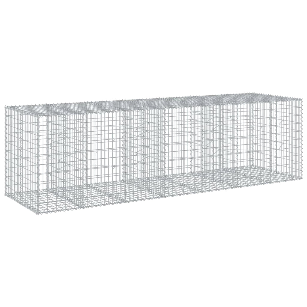 Gabbione recinto a gabbia muro di contenimento con coperchio 350 x 100 x 100 cm ferro zincato argento 02_0040157