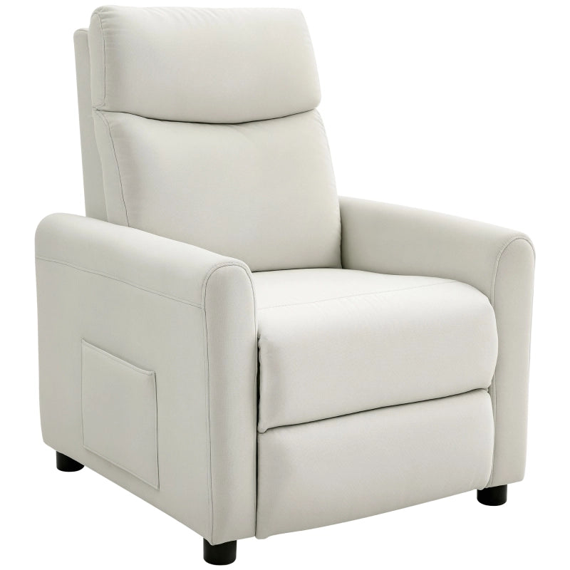POLTRONA RECLINABILE 73x86x100 cm in poliestere bianco crema con tasche laterali