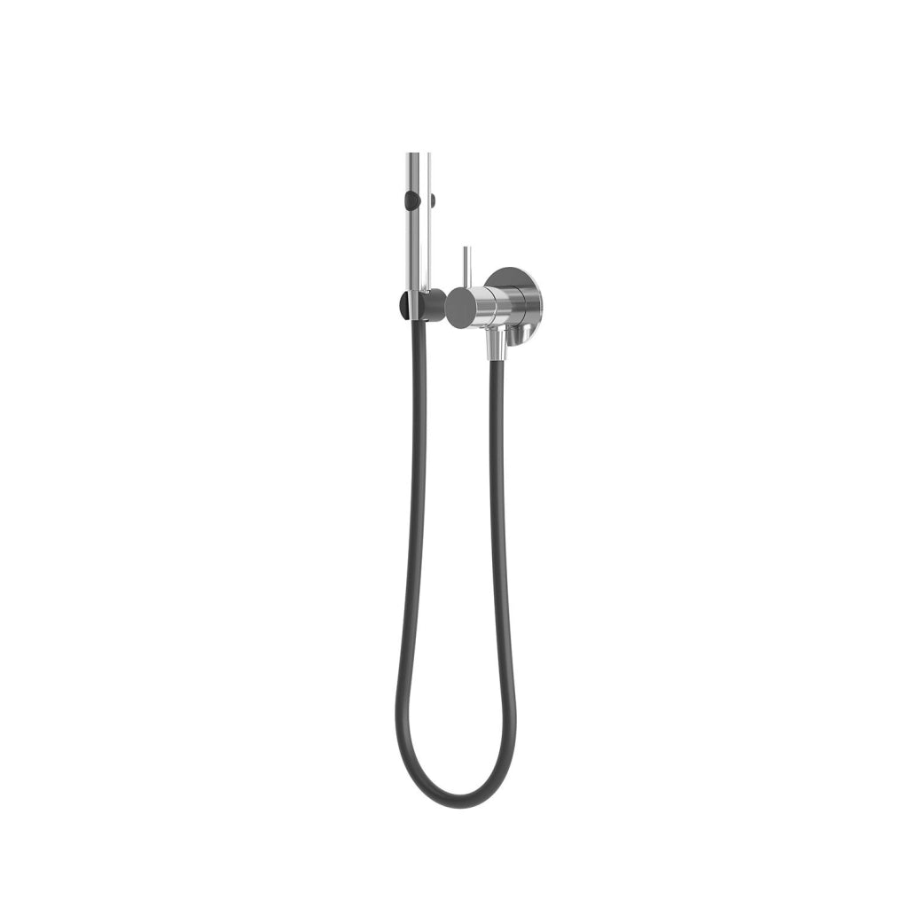 SINED Set doccino flessibile da parete per WC e bidet in acciaio inox 316L finitura inox argento completo di presa a muro tubo flessibile e doccetta bidet per interni ed esterni SET-DOCCINO-FLESSIBIL