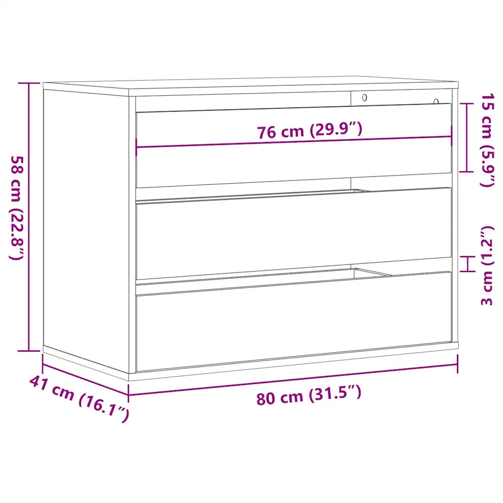 vidaXL Cassettiera Bianca 80x41x58 cm in Legno Multistrato