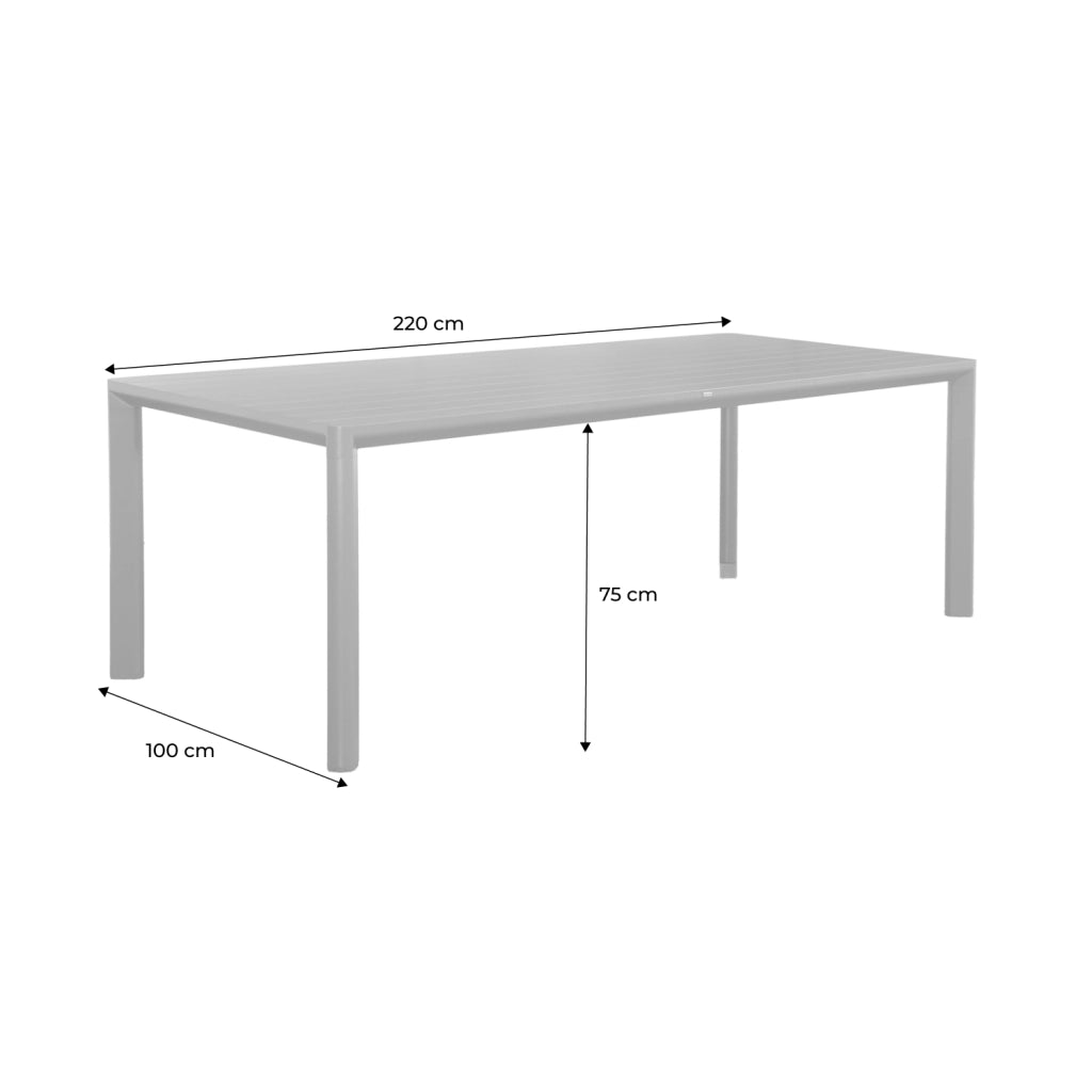 Tavolo da giardino in alluminio, 8 posti, beige