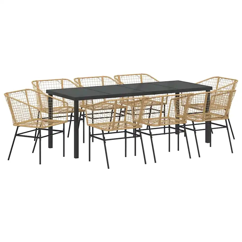 Set da Pranzo per Giardino 9 pcs Marrone polyrattan 3380903