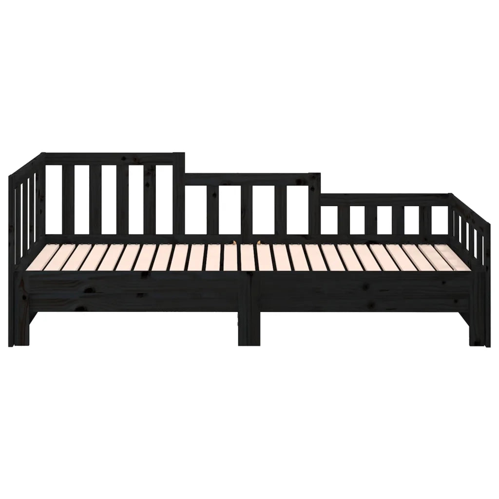 Dormeuse Estraibile Nera 2x(80x200) cm Legno Massello di Pino 820740