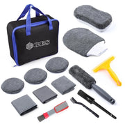 Set di pulizia completo per auto, 12 pezzi, con guanti a microfibre, asciugamano e spazzole, per pulire cerchi, interni, pelle e esterni