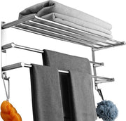 Supporto per asciugamano estensibile 43-78CM in acciaio inossidabile senza perforazione supporto per asciugamano per parete parete per bagno cucina supporto per asciugamano (piano a 3 strati)