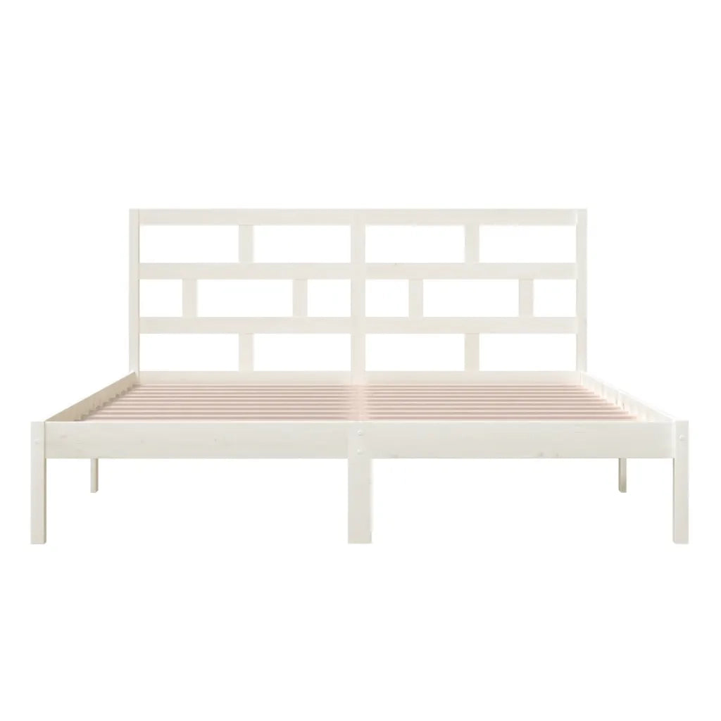 Letto matrimoniale | Letto per adulti | Giroletto Bianco in Legno Massello di Pino 160x200 cm