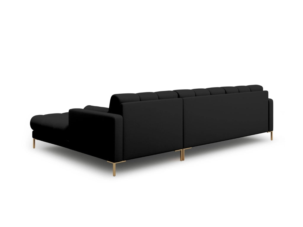 Cosmopolitan Design - Divano angolare destro "Bali" 5 posti in tessuto strutturato nero 