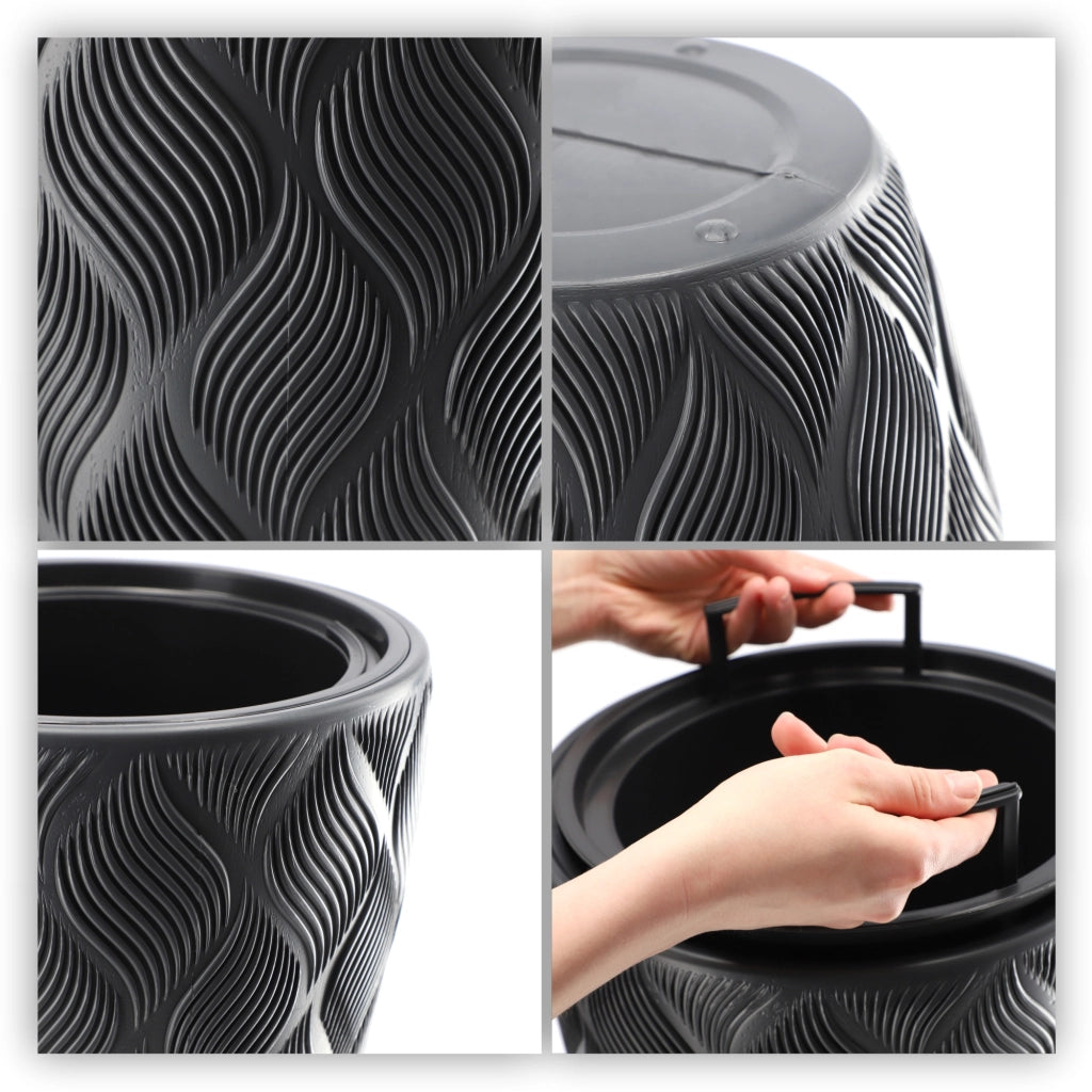 Vaso da fiori KADAX con inserto 42 cm, copertura per vaso da fiori in plastica alta