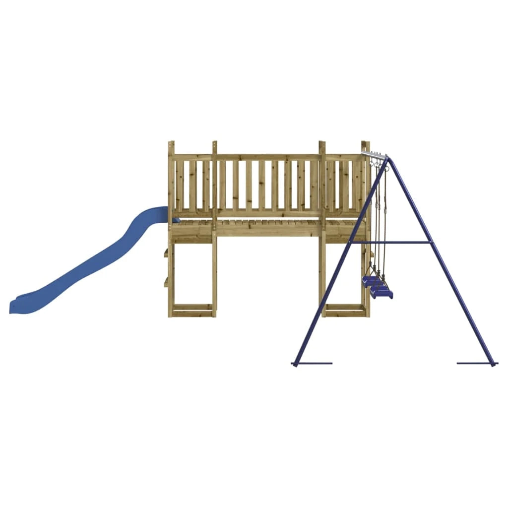 Altalene per parco giochi all'aperto scivolo altalene robuste giochi da giardino 308 x 467 x 169 cm legno di pino impregnato 02_0004822
