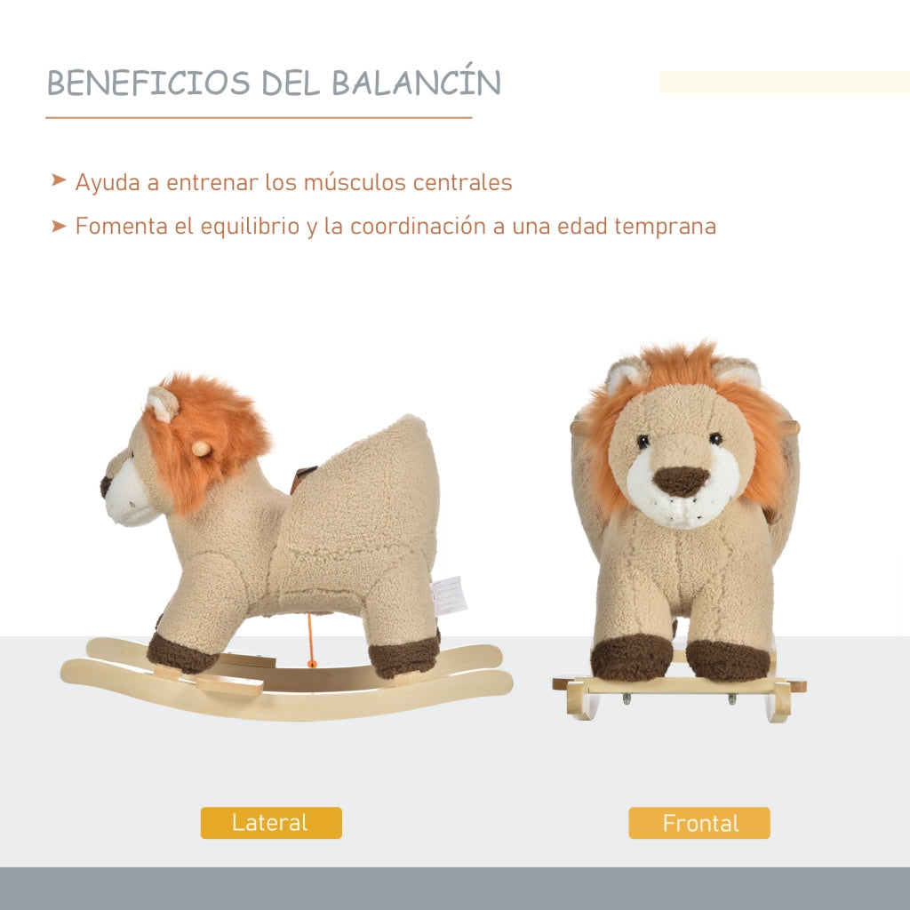 Cavallo a Dondolo per Bambini in Peluche ¨C zephmum ¨C 68x35x50 cm Marrone