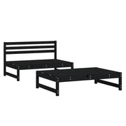 Set Salotto da Giardino 2 pz | Set di Mobili da Esterno Nero in Legno Massello di Pino