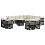 Set Divano da Giardino 14 pcs Nero polyrattan