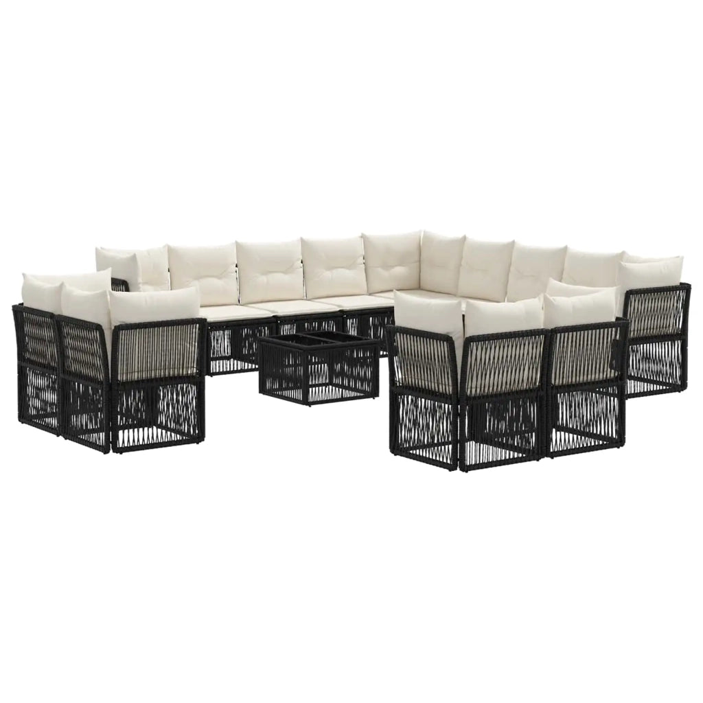 Set Divano da Giardino 14 pcs Nero polyrattan