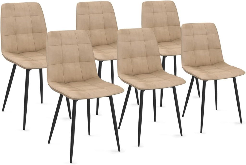 Set di 6 sedie da pranzo MILA in velluto color tortora