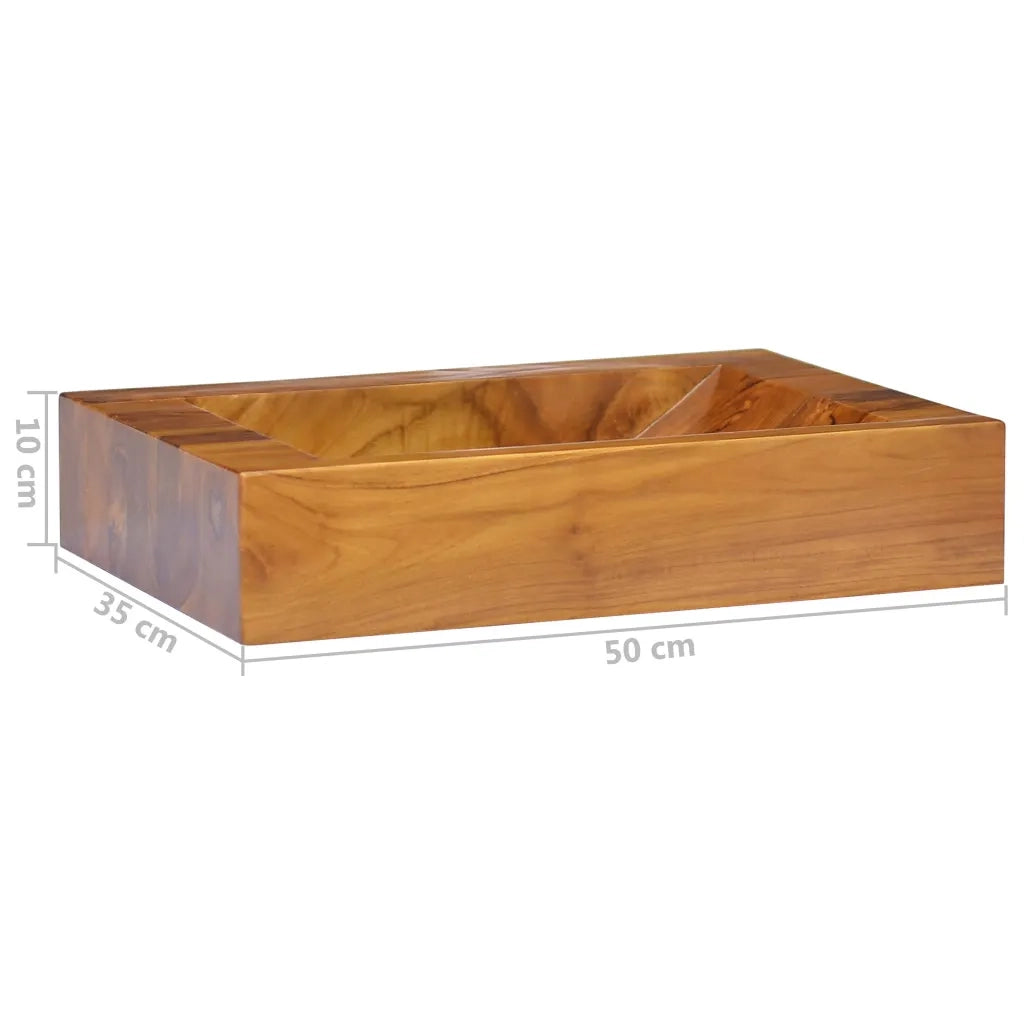 Lavabo-Lavandino-Lavello in Legno Massello di Teak 50x35x10 cm