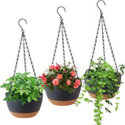 Pianta pendente per interni ed esterni, piantagione con cassetta rimovibile e fori di drenaggio, appendi piante per esterni, giardino, soggiorno, balcone, 3 pezzi (grigio)