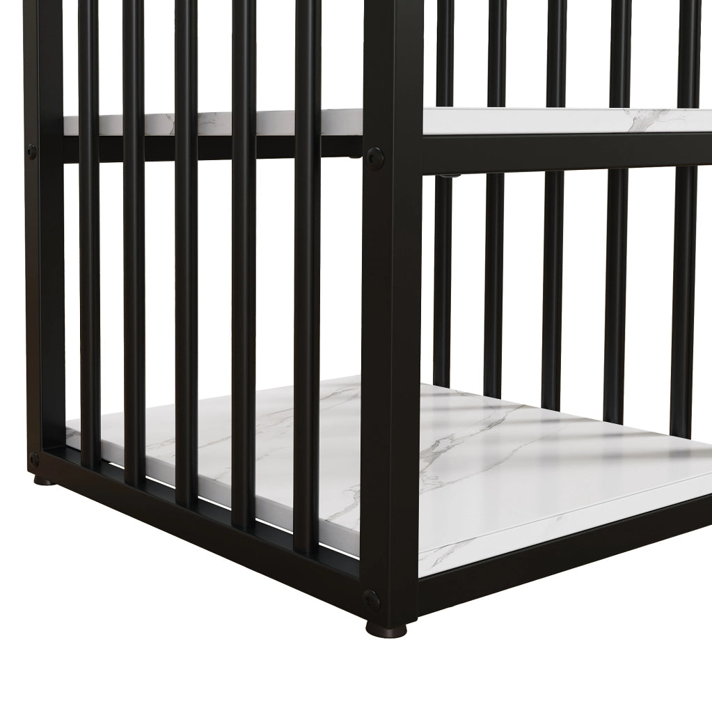 Bartisch con contenitore 140x40x105 cm; piano effetto marmo in MDF; bianco e nero