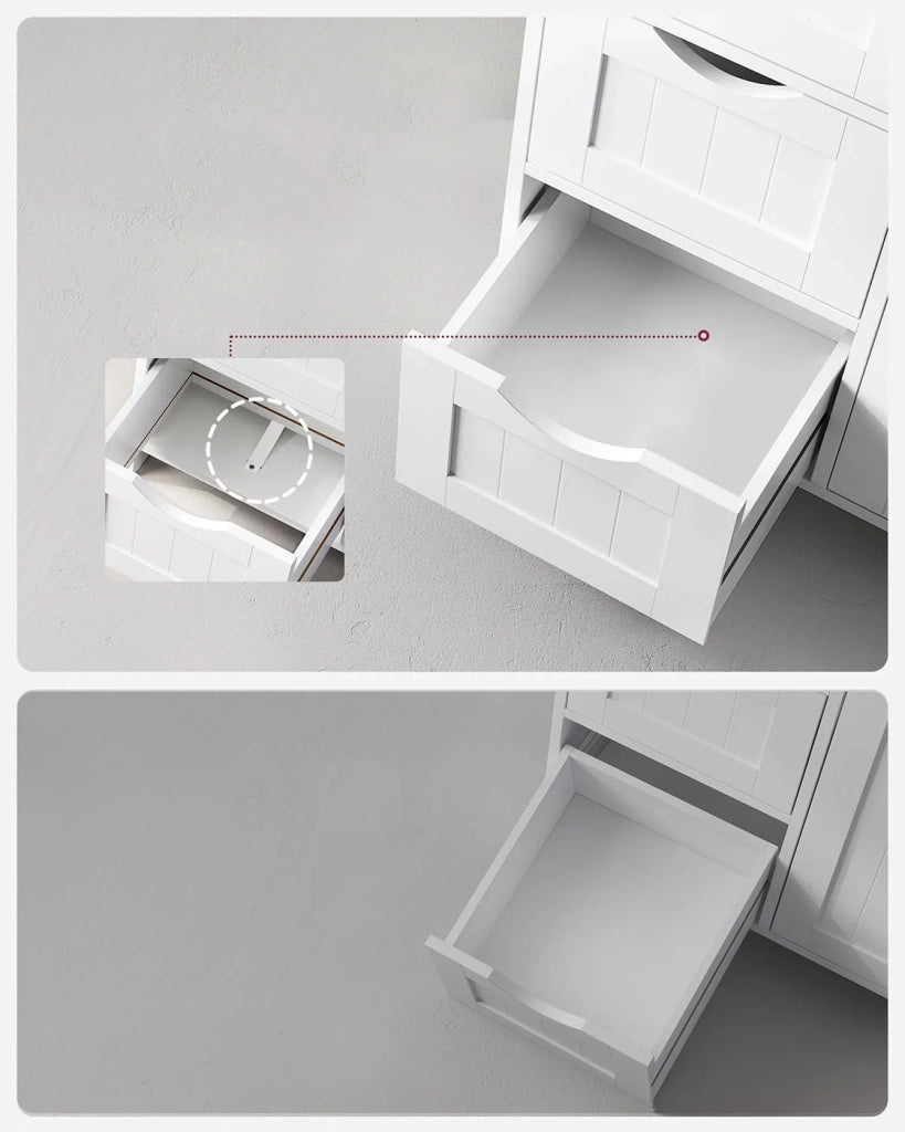 Mobiletto da bagno mobiletto con 3 cassetti e 1 armadietto ripiano regolabile in altezza 60 x 30 x 81 cm bianco 12_0006482