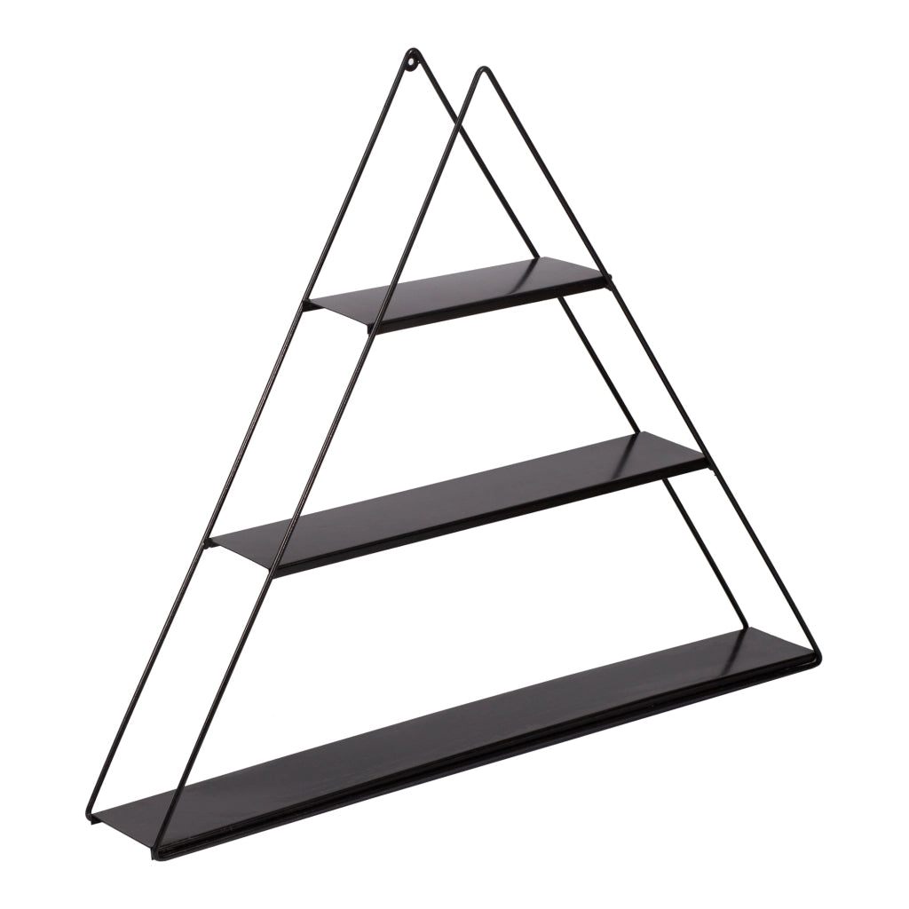 Scaffale Pensile a Forma di Piramide Consolle Triangolare a Muro con 3 Ripiani Mensola da Parete in Metallo 59 x 70 x 9 cm Nero [en.casa]