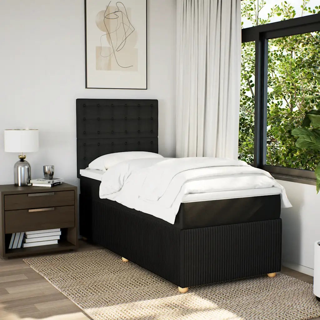 Giroletto a Molle con Materasso Nero 90x190 cm in Tessuto