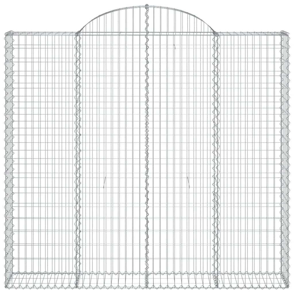 Cestini gabbioni recinzione a gabbia muro di contenimento ad arco 3 pezzi 200 x 50 x 180/200 cm ferro zincato argento 02_0040752