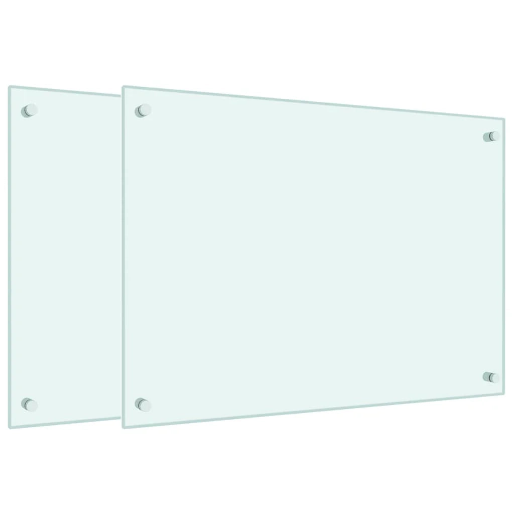 Set di 2 paraschizzi per cucina 70 x 50 cm vetro temperato bianco 02_0055727