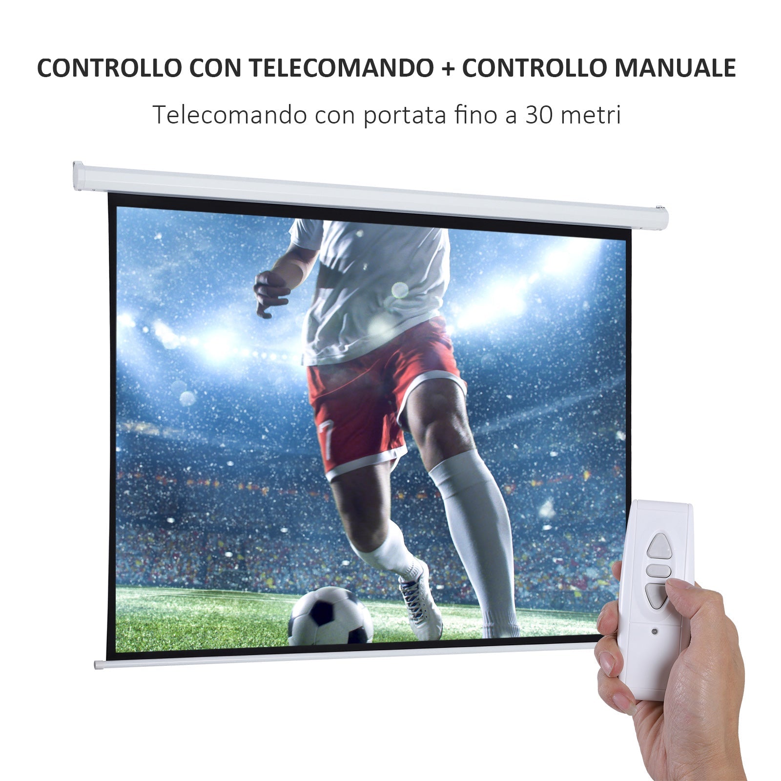 Schermo di Proiezione 100 Pollici Motorizzato Home Cinema Bianco