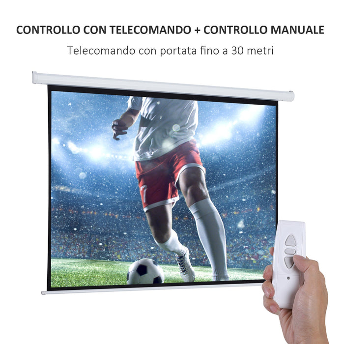 Schermo di Proiezione 100 Pollici Motorizzato Home Cinema Bianco