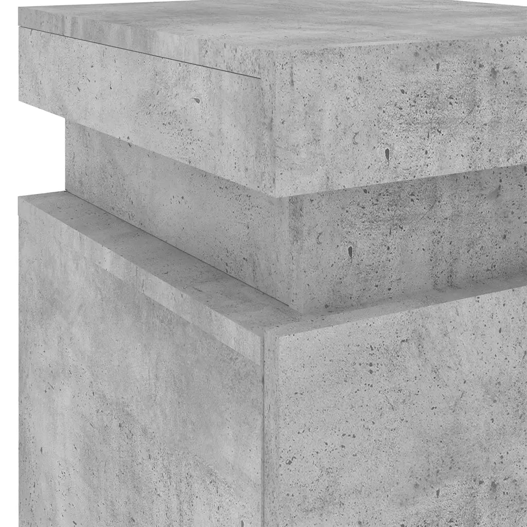 Comodino | Armadio da Notte | Mobiletto da notte con Luci LED Grigio Cemento 35x39x55 cm