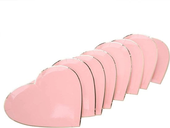 Piatti per carta - 8 pezzi piatti in plastica - Set di accessori in argento - Stickers per dipinti di San Valentino - Piatti per picnic - Servizio di decorazione - Piatti per feste di compleanno dei bambini - Oggetti da tavola per la colazione.