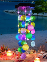Decorazione Esterna a LED Solar con 18 Luce, Gong del Vento per Giardino, Impermeabilizzazione Esterna, Regalo per Madre, Donna, Figlia, Amica, Decorazioni per Albero, Terrazza, Balcone, Matrimonio