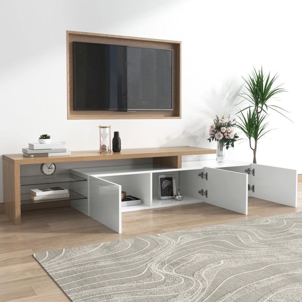 Mobile TV con LED ¨C Xylo ¨C Bianco Lucido, Legno, Vetro