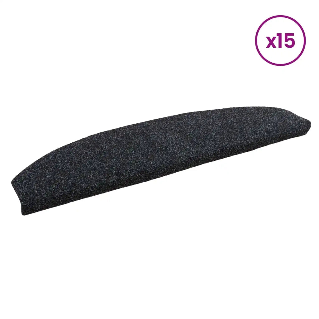 Tappetini per scale autoadesivi 15 pcs Nero 80 x 24,5 x 3,5 cm 42038666