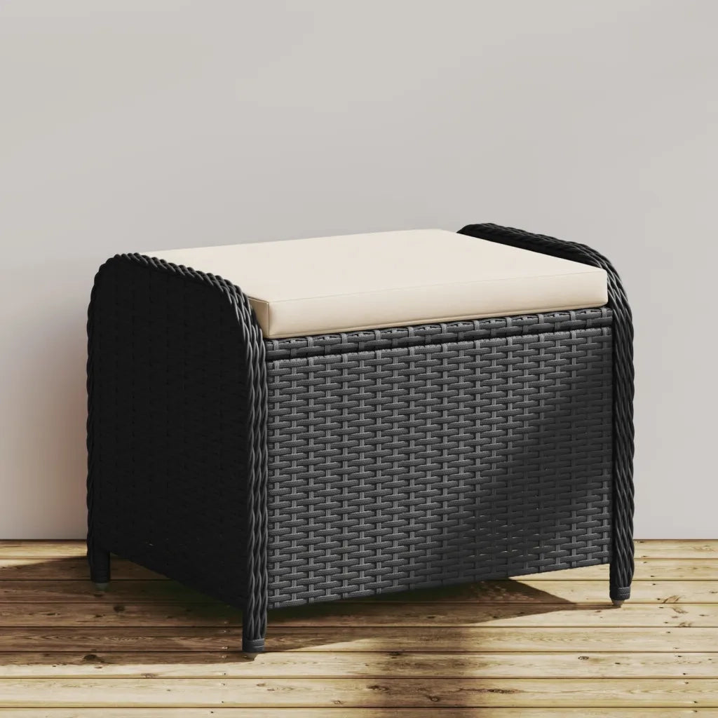 Sgabello Giardino con Cuscino Nero 58x46x46 cm in Polyrattan CFW8872550