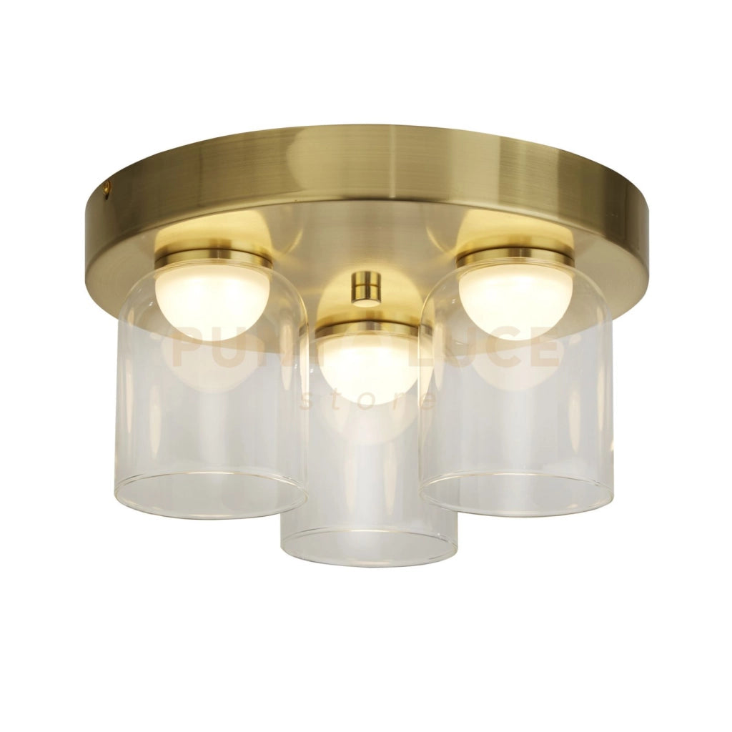 Highball LED 3Lt a filo, ottone satinato e vetro trasparente IP44
