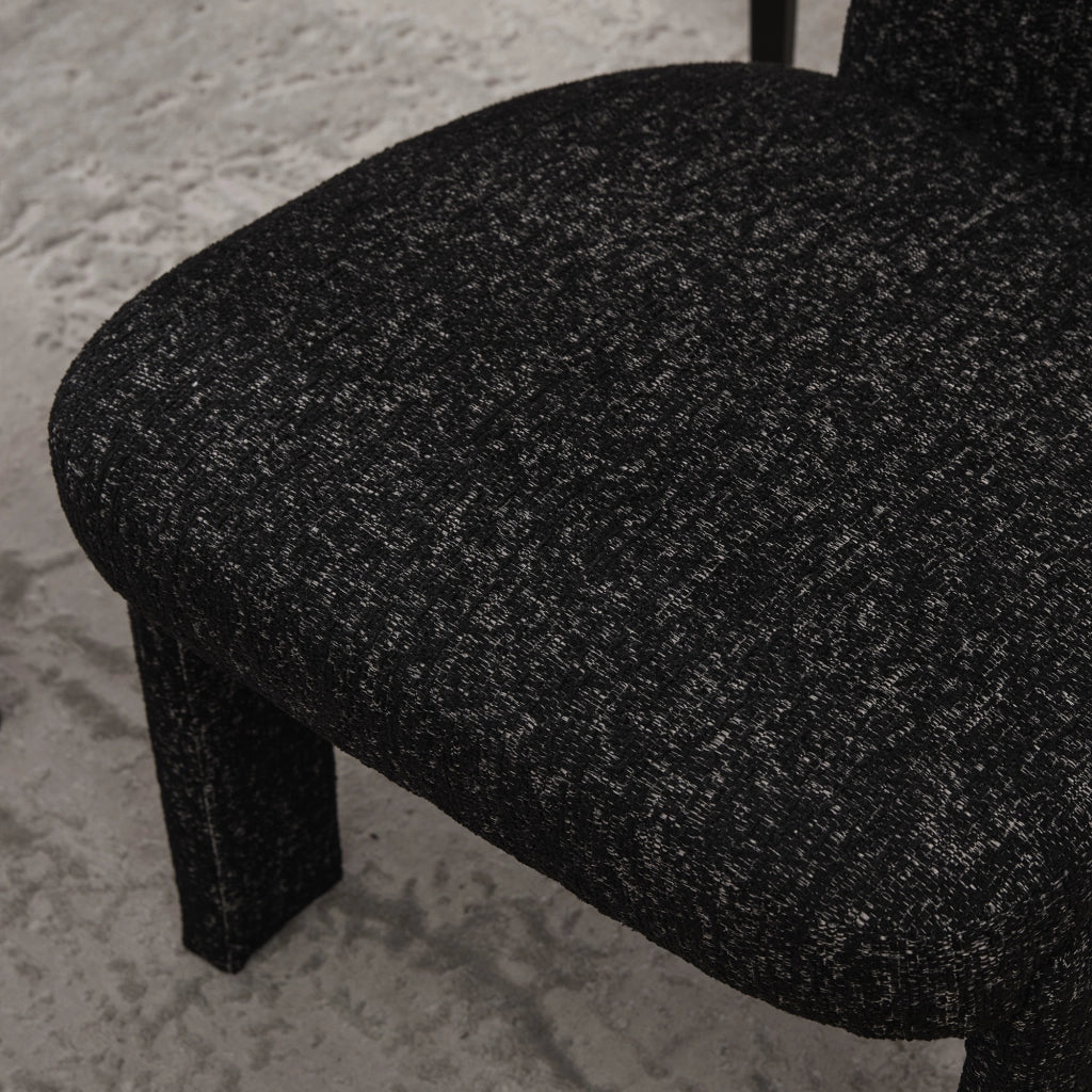Poltrona Accent in Tessuto Chenille senza Braccioli ¨C MINIMAL ¨C Grigio Nero, Gambe in Legno