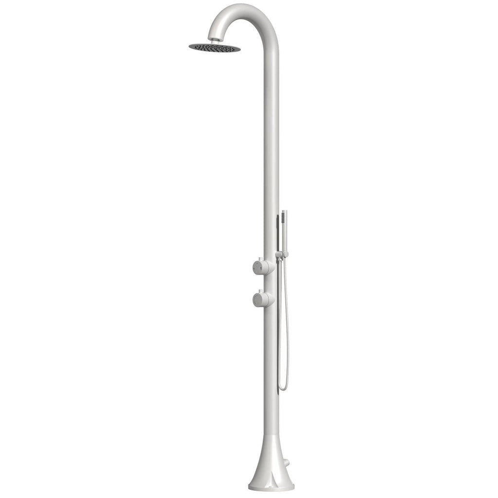 SINED Doccia Luna Bianca In Acciaio Inox 316l Nautico Doccino Flessibile Doppio Attacco Inferiore e Laterale Installazione Interna ed Estern Acqua calda e fredda con miscelatore