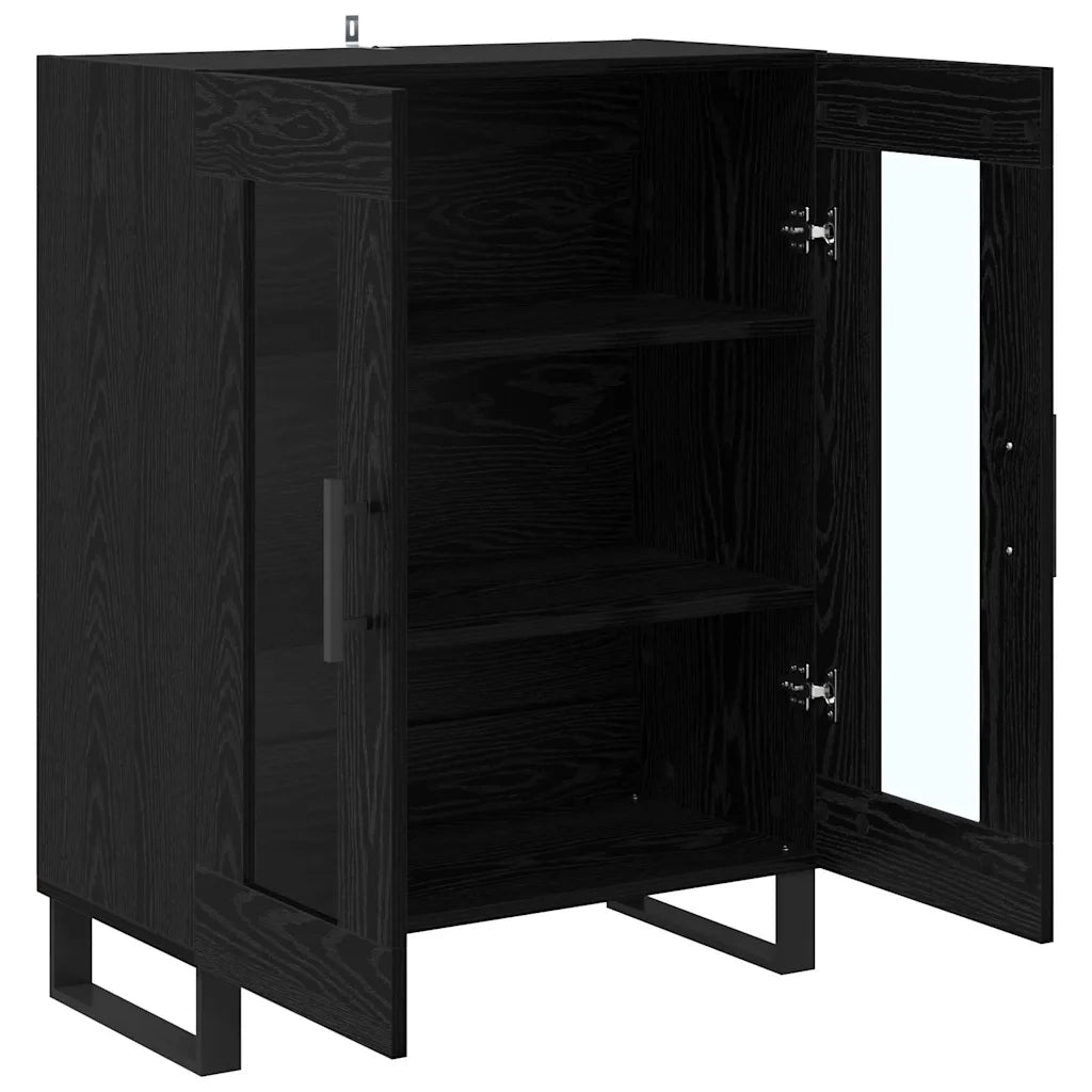 Credenza | Madia | Buffet da pranzo | Armadio da pranzo Rovere Nero 69,5 x 34 x 90 cm Legno multistrato