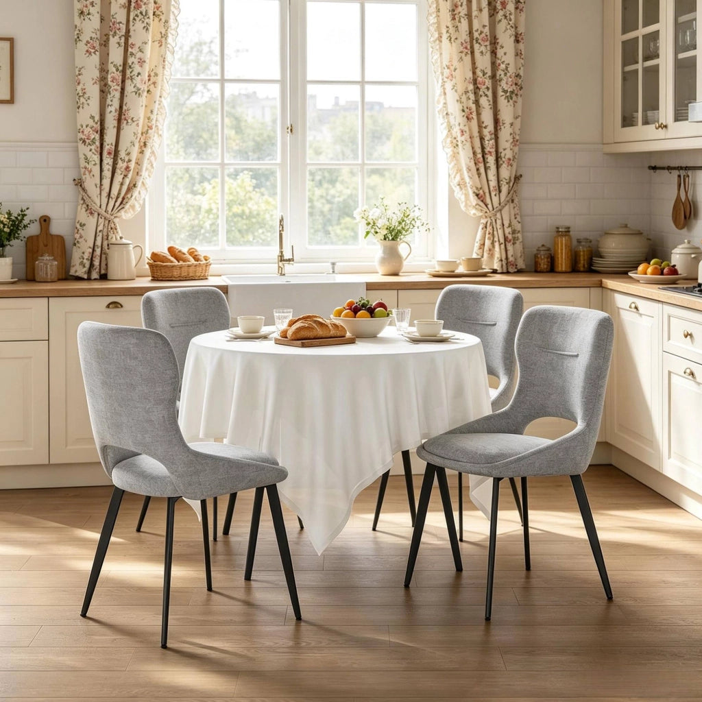 Sedia da pranzo 43 x 40 x 86 cm grigia – set da 4, ciniglia e metallo