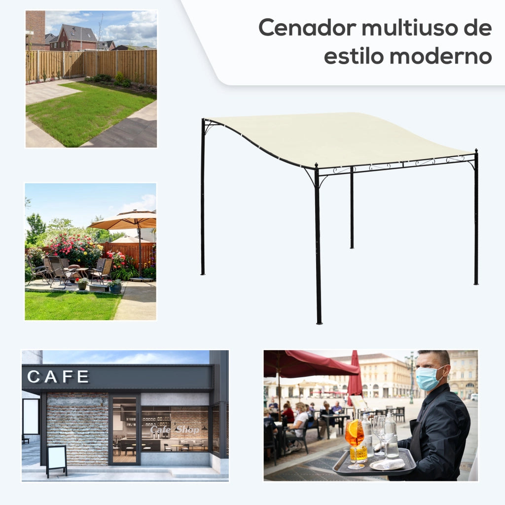 Pergola da giardino 3x3 m ¨C zephmum ¨C crema, metallo e poliestere 180 g/m2