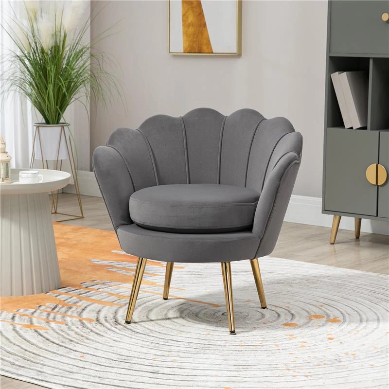 POLTRONA VINTAGE DI DESIGN IN VELLUTO, POLTRONCINA DA CAMERA CON SCHIENALE ALTO 76X67X74CM