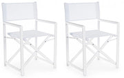 Set 2 Sedie Regista da Giardino 48x56x86h cm Taylor Bianco