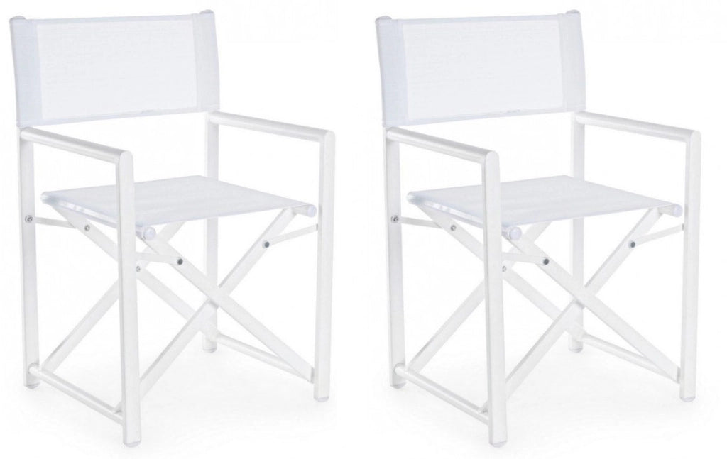 Set 2 Sedie Regista da Giardino 48x56x86h cm Taylor Bianco