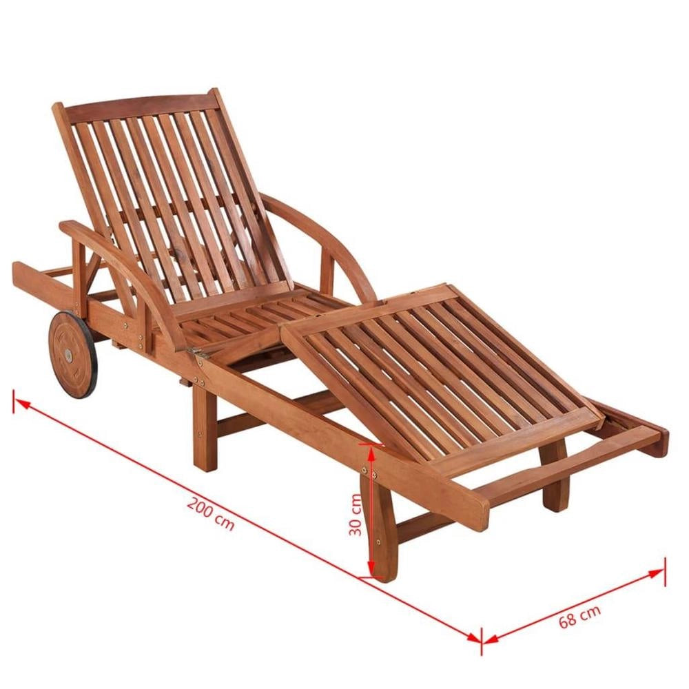 Sun Lounger Made Of Solid Acacia Wood