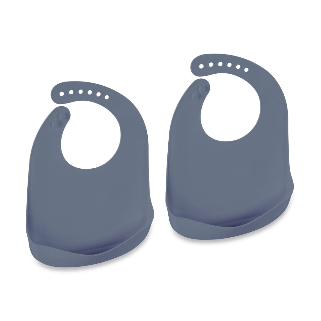 Set di 2 bavaglini in silicone pratici con tasca raccoglitrice regolabile 30 x 23 x 1,5 cm in silicone blu 13_0013740