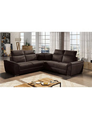 Divano ad angolo FREDERICO Marrone Scuro simmetrico convertibile 266x266cm