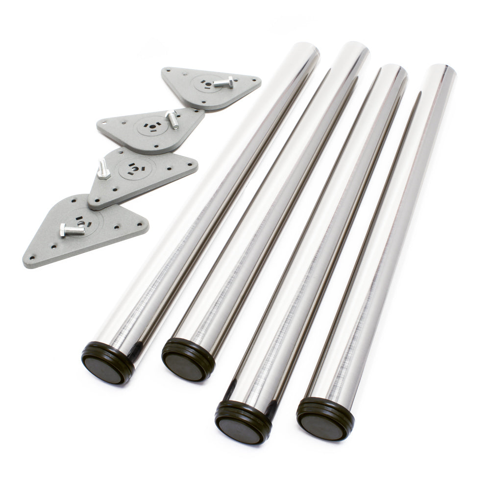 Set 4 gambe tavolo regolabili in acciaio inox nichel Ø 60mm 710mm