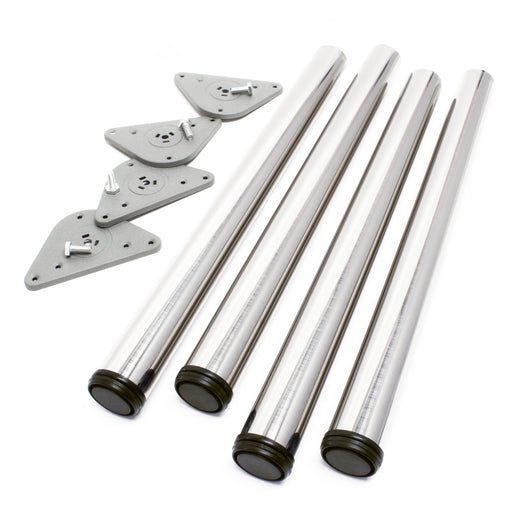 Set 4 gambe tavolo regolabili in acciaio inox nichel Ø 60mm 710mm