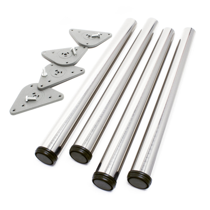 Set 4 gambe tavolo regolabili in acciaio inox nichel Ø 60mm 710mm